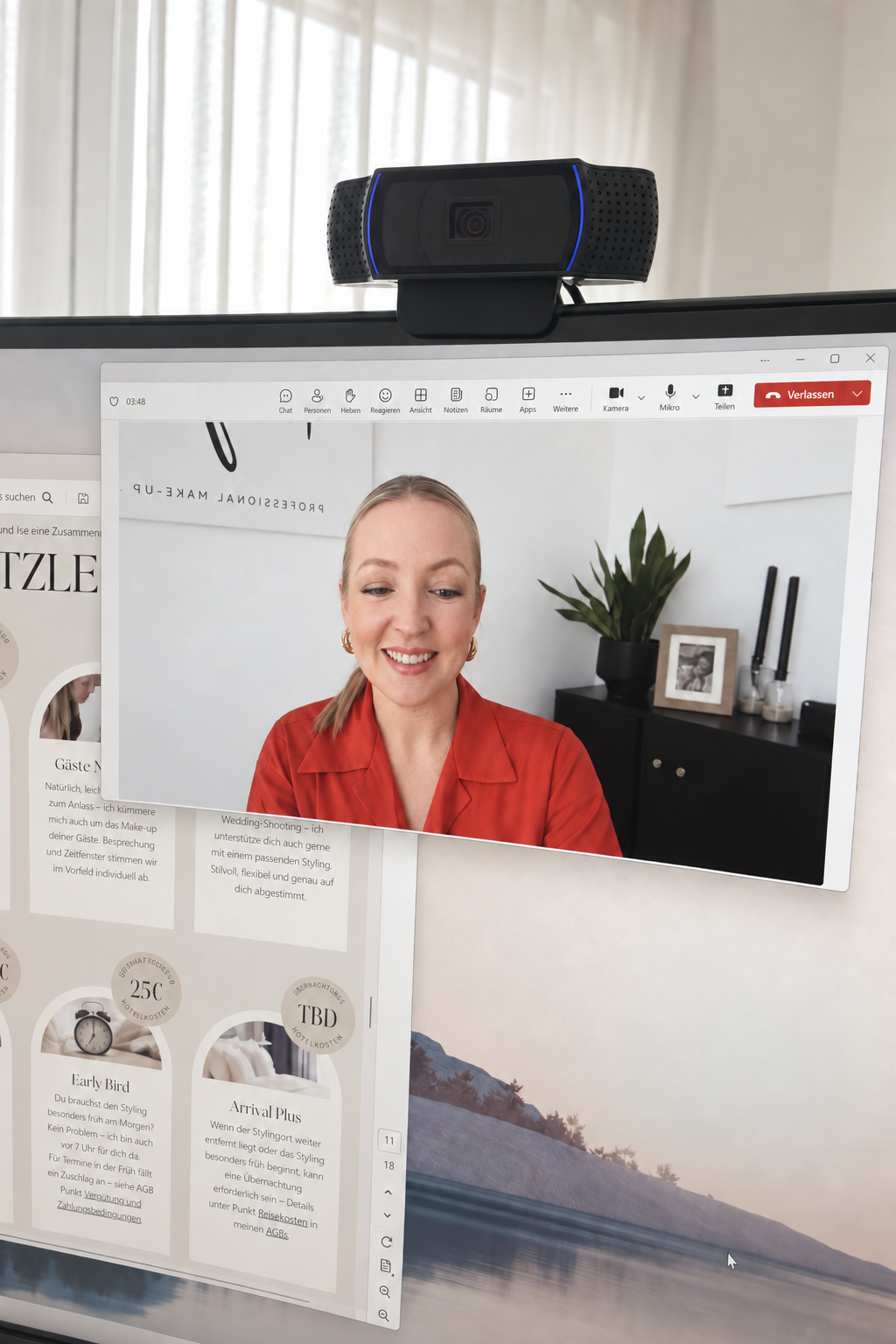 Virtuelle Beratung zum Brautstyling während eines persönlichen Videocalls mit Tanja Naumann